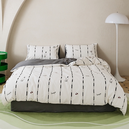 91家纺网 家纺一手货源 找家纺 原研家居 2023新款40支全棉13070印花四件套-野兽派系列 水果茶