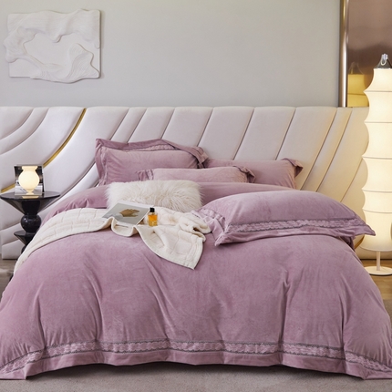 91家纺网 家纺一手货源 找家纺 （总）时亿 2023新款A类婴肤牛奶绒四件套-纽约