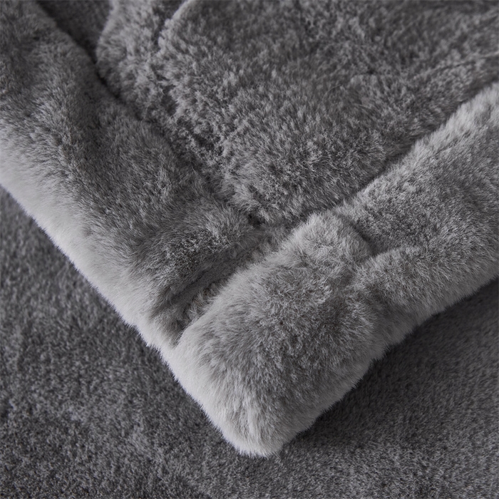 91家纺网 家纺一手货源 找家纺 凯轩毛毛毯毯子网销专供 23新款仿皮草提花毛毯毯子 恋爱灰