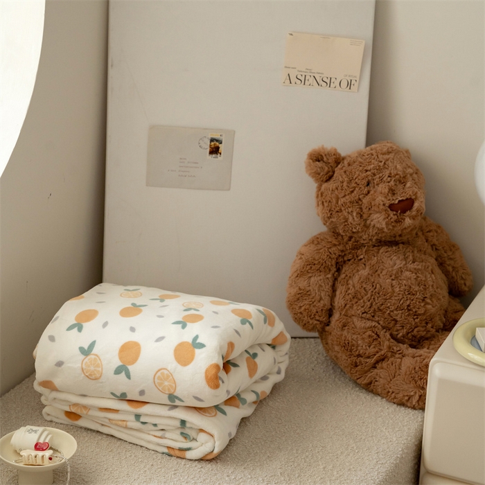 91家纺网 家纺一手货源 找家纺 时光里 2023新款全消光加厚牛奶绒印花单被套 小橘子