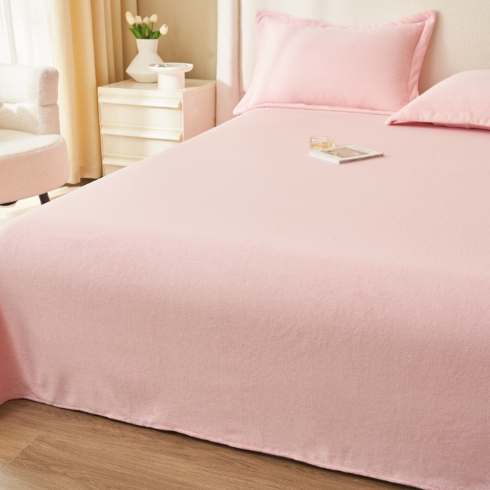 91家纺网 家纺一手货源 找家纺 艾佳 2025新款高克重加厚保暖牛奶绒床单 牛奶绒粉