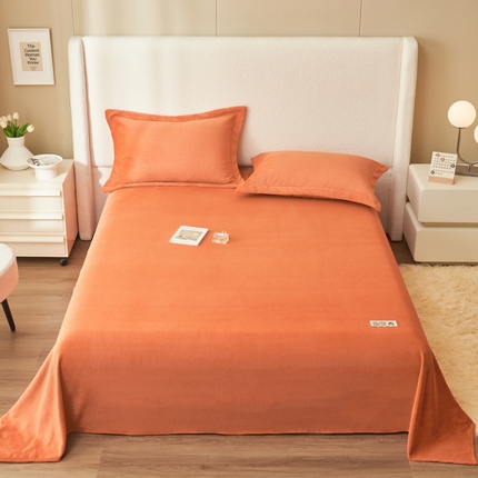 91家纺网 家纺一手货源 找家纺 艾佳 2025新款高克重加厚保暖牛奶绒床单 牛奶绒橘