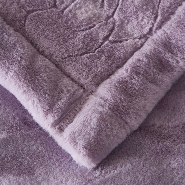 91家纺网 家纺一手货源 找家纺 凯轩毛毛毯毯子网销专供 23新款仿皮草提花毛毯毯子 恋爱紫