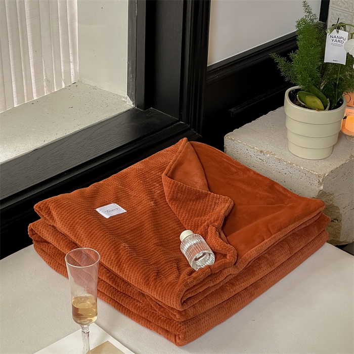 91家纺网 家纺一手货源 找家纺 时光里 2023新款全消光华夫格绒-单被套 焦糖