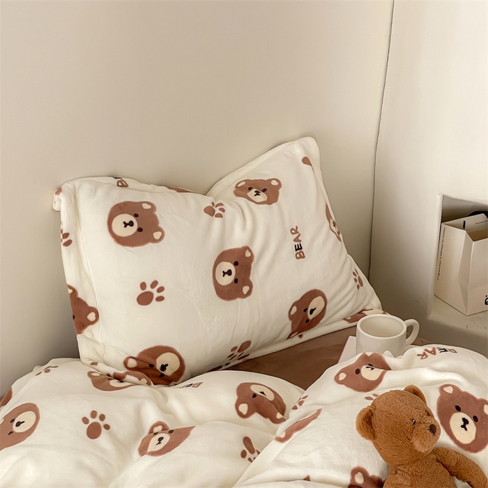 91家纺网 家纺一手货源 找家纺 （总）时光里 2023新款全消光加厚牛奶绒印花单品单枕套