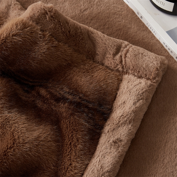 91家纺网 家纺一手货源 找家纺 凯轩毛毛毯毯子网销专供 23新款新款仿雪貂绒毛毯毯子 十字貂棕