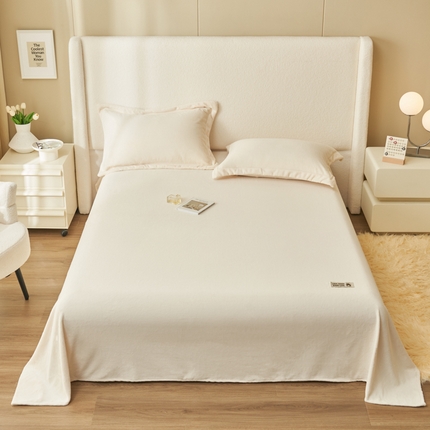 艾佳 2025新款高克重加厚保暖牛奶绒床单 牛奶绒奶白