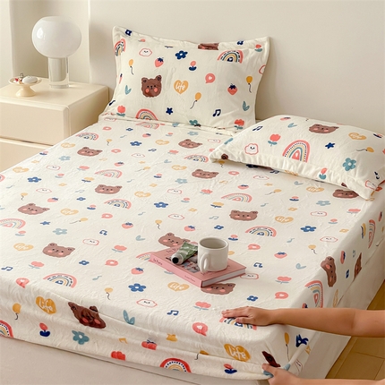 时光里 2023新款全消光加厚牛奶绒印花单品单床笠 肖恩