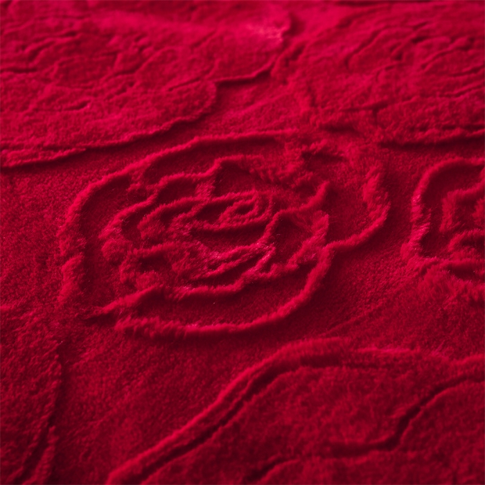 91家纺网 家纺一手货源 找家纺 凯轩毛毛毯毯子网销专供 23新款仿皮草提花毛毯毯子 恋爱红