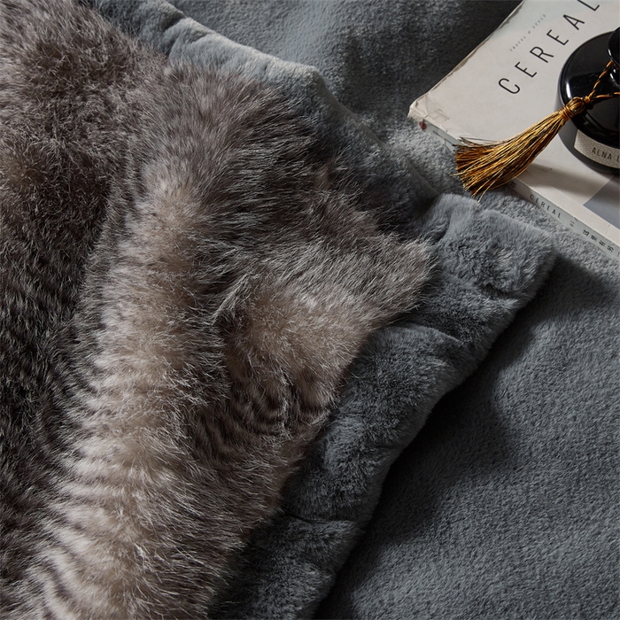 91家纺网 家纺一手货源 找家纺 凯轩毛毛毯毯子网销专供 23新款芭莎仿毛皮毛毯毯子 花纹灰