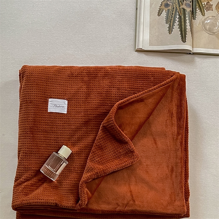 91家纺网 家纺一手货源 找家纺 时光里 2023新款全消光华夫格绒-单被套 焦糖