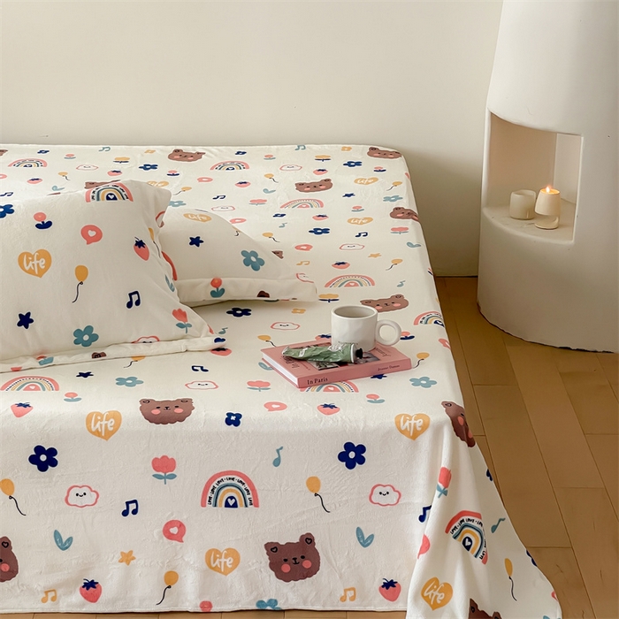 91家纺网 家纺一手货源 找家纺 （总）时光里 2023新款全消光加厚牛奶绒印花单品单床单