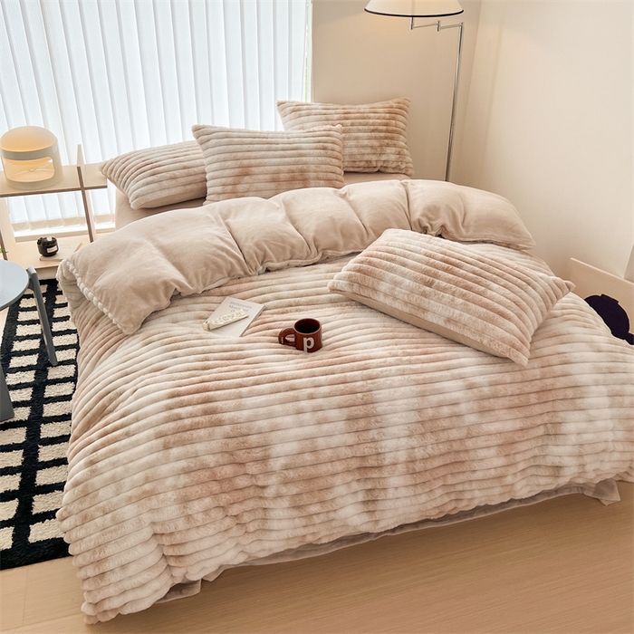 91家纺网 家纺一手货源 找家纺 顾里2023新款扎染濑兔毛绒套件 扎染米