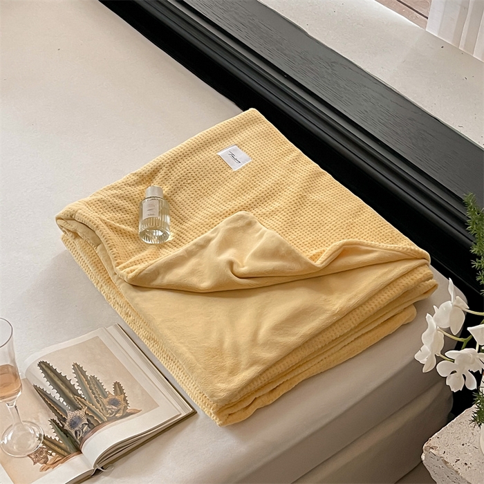 91家纺网 家纺一手货源 找家纺 时光里 2023新款全消光华夫格绒-单被套 麦芽黄