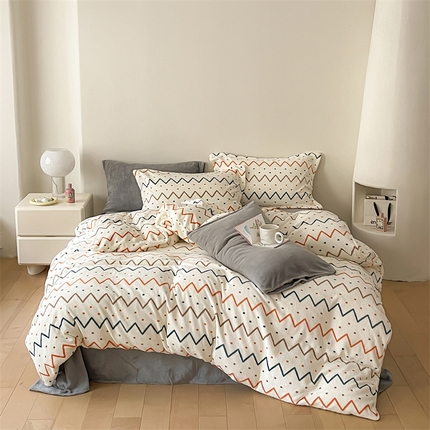 时光里 2023新款全消光加厚牛奶绒印花单被套 艾维-米