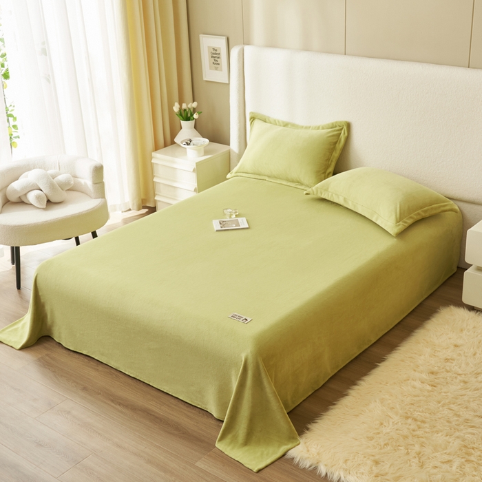 91家纺网 家纺一手货源 找家纺 艾佳 2025新款高克重加厚保暖牛奶绒床单 牛奶绒绿