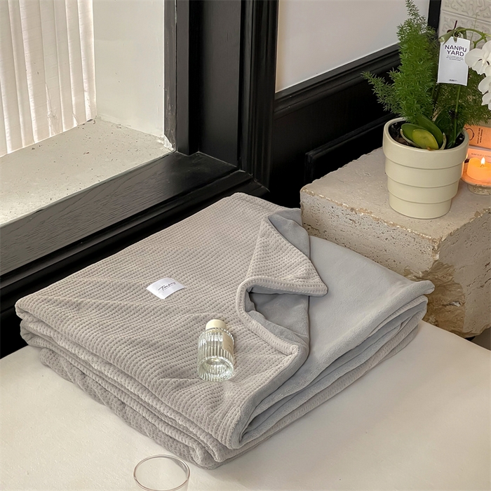 91家纺网 家纺一手货源 找家纺 时光里 2023新款全消光华夫格绒-单被套 米灰