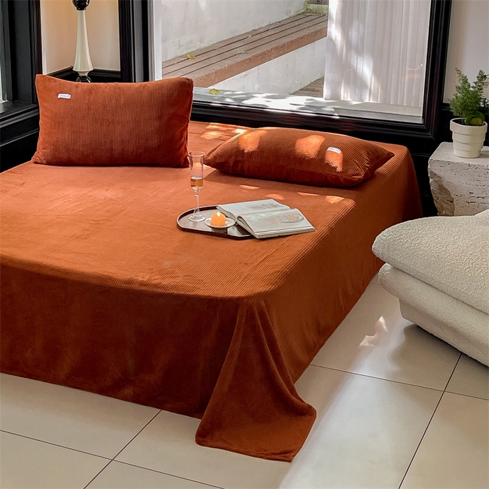 91家纺网 家纺一手货源 找家纺 时光里 2023新款全消光华夫格绒-单床单 焦糖