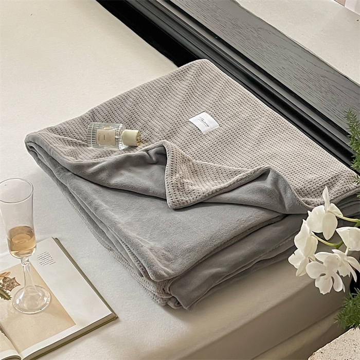 91家纺网 家纺一手货源 找家纺 时光里 2023新款全消光华夫格绒-单被套 米灰