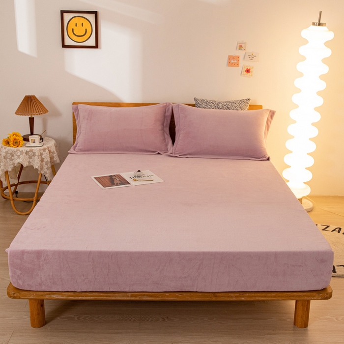 91家纺网 家纺一手货源 找家纺 好阁 2022新款200g牛奶绒单品床笠香芋紫