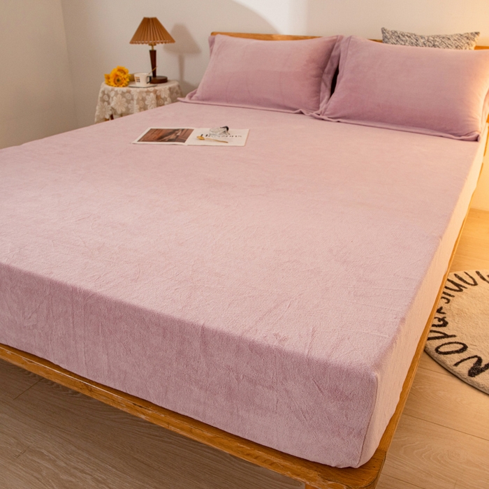 91家纺网 家纺一手货源 找家纺 好阁 2022新款200g牛奶绒单品床笠香芋紫