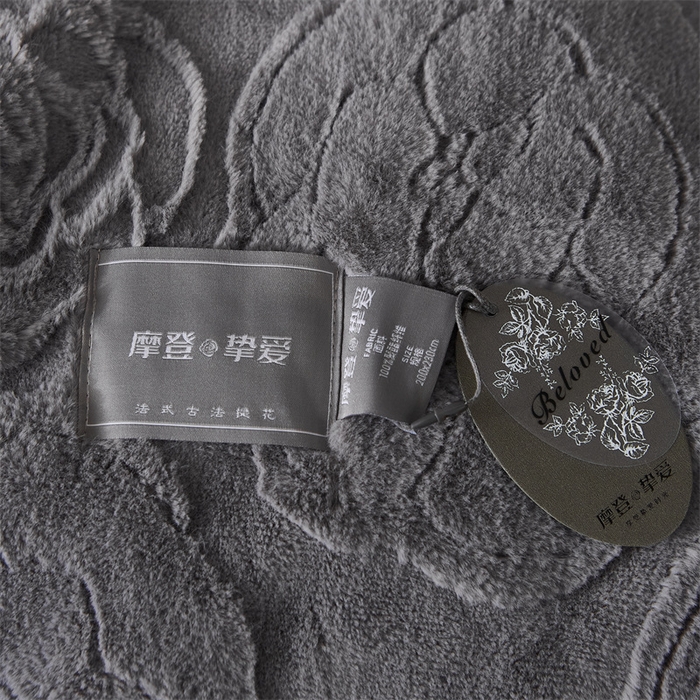 91家纺网 家纺一手货源 找家纺 凯轩毛毛毯毯子网销专供 23新款仿皮草提花毛毯毯子 恋爱灰