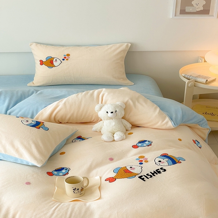 91家纺网 家纺一手货源 找家纺 （总）沐棉 2023新款高克重牛奶绒毛巾绣四件套