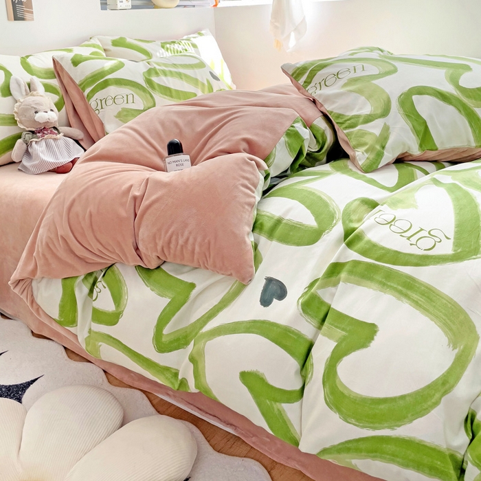 91家纺网 家纺一手货源 找家纺 （总）盛馨家纺 2023新款棉加绒A版高支高密13372全棉加B版加厚宝宝绒牛奶绒床单床笠四件套