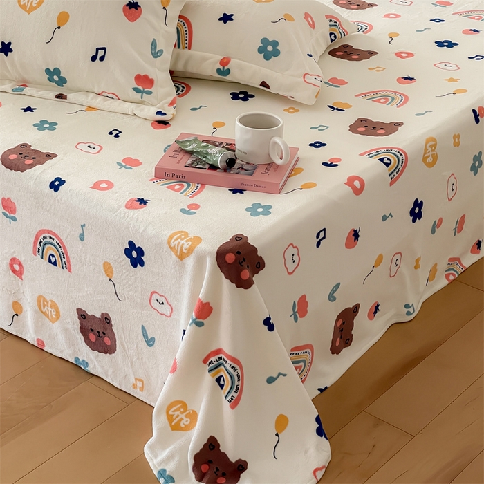 91家纺网 家纺一手货源 找家纺 （总）时光里 2023新款全消光加厚牛奶绒印花单品单床单