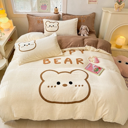 91家纺网 家纺一手货源 找家纺 （总）川悦生活 2023新款牛奶绒毛巾绣绣花四件套