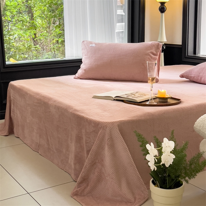 91家纺网 家纺一手货源 找家纺 （总）时光里 2023新款全消光华夫格绒-单床单