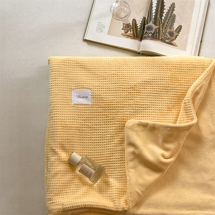 91家纺网 家纺一手货源 找家纺 时光里 2023新款全消光华夫格绒-单被套 麦芽黄