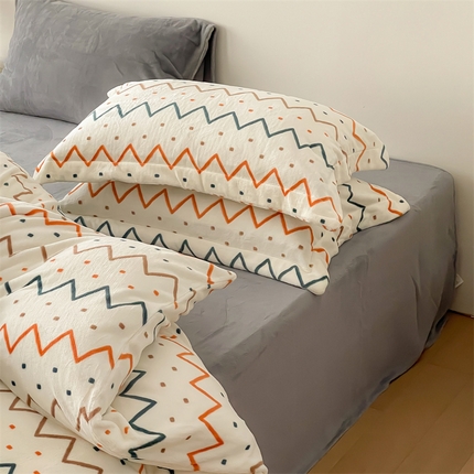 时光里 2023新款全消光加厚牛奶绒印花单品单枕套 艾薇-米