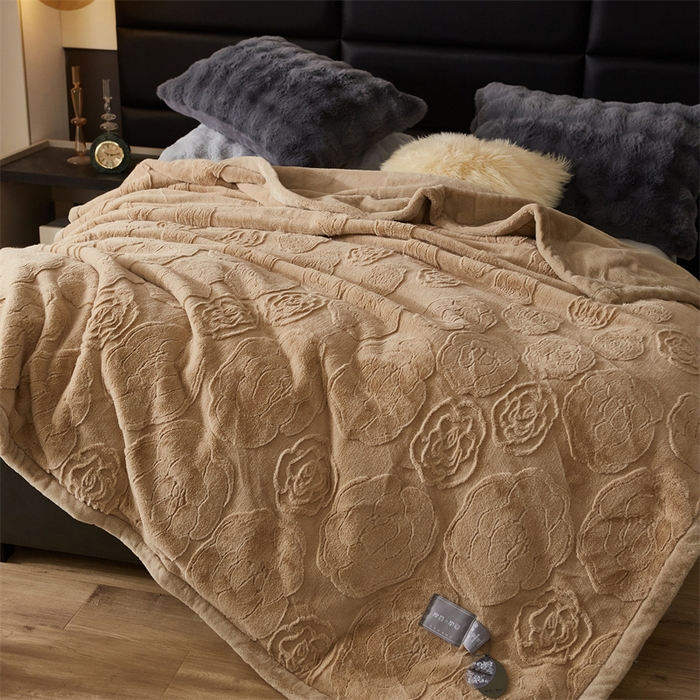 91家纺网 家纺一手货源 找家纺 凯轩毛毛毯毯子网销专供 23新款仿皮草提花毛毯毯子 恋爱驼