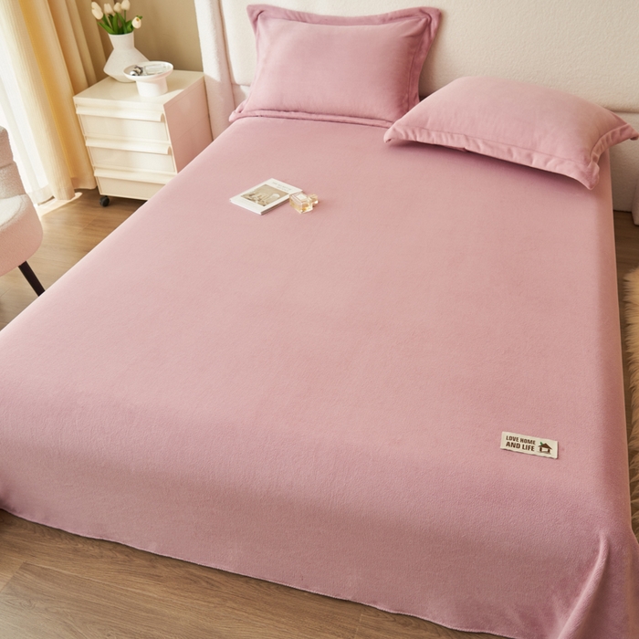 91家纺网 家纺一手货源 找家纺 艾佳 2025新款高克重加厚保暖牛奶绒床单 牛奶绒豆藕