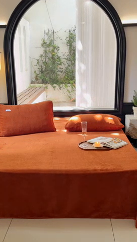 91家纺网 家纺一手货源 找家纺 时光里 2023新款全消光华夫格绒-单床单 焦糖