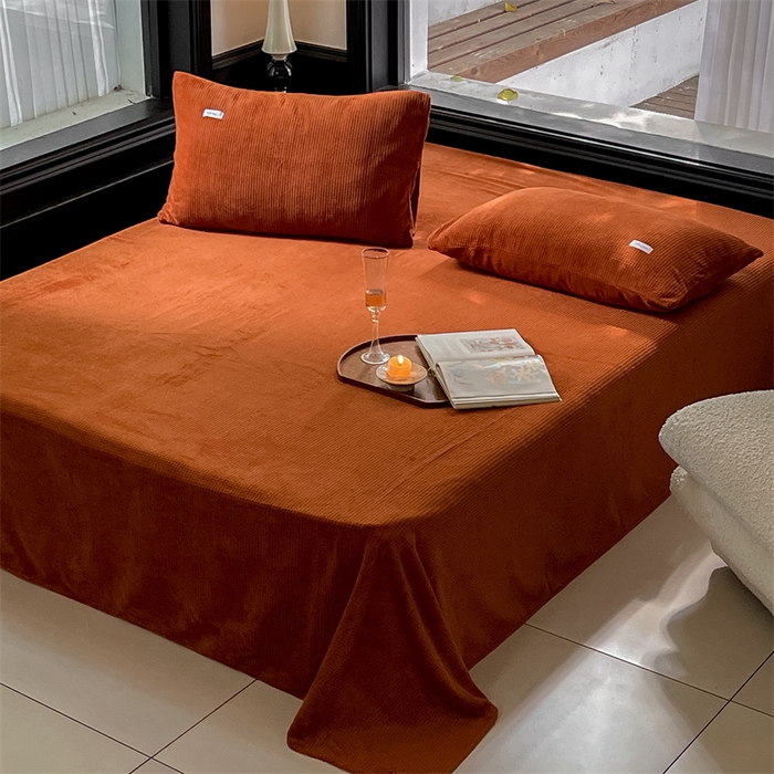 91家纺网 家纺一手货源 找家纺 时光里 2023新款全消光华夫格绒-单床单 焦糖