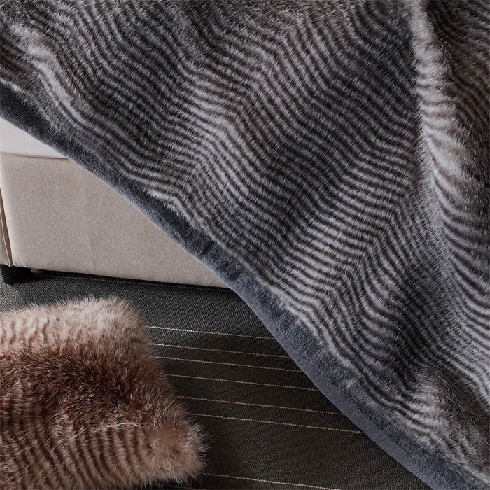 91家纺网 家纺一手货源 找家纺 凯轩毛毛毯毯子网销专供 23新款芭莎仿毛皮毛毯毯子 花纹灰