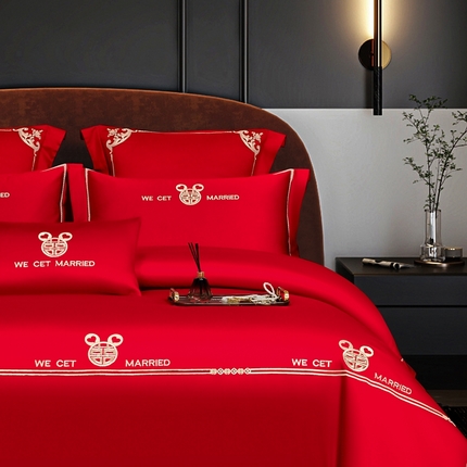 91家纺网 家纺一手货源 找家纺 （总）皇潮婚庆馆 新款100支长绒棉婚庆套件