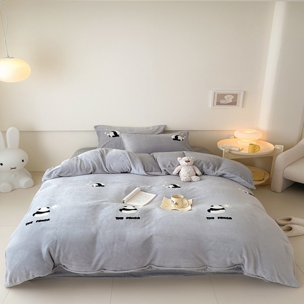 91家纺网 家纺一手货源 找家纺 （总）沐棉 2023新款高克重牛奶绒毛巾绣四件套