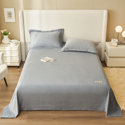 艾佳 2025新款高克重加厚保暖牛奶绒床单 牛奶绒灰
