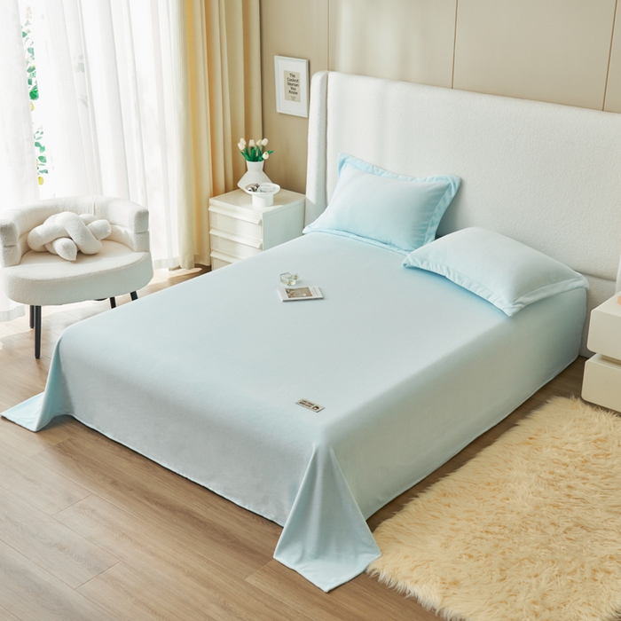 91家纺网 家纺一手货源 找家纺 艾佳 2025新款高克重加厚保暖牛奶绒床单 牛奶绒梦幻蓝