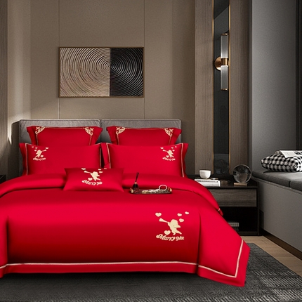 91家纺网 家纺一手货源 找家纺 （总）皇潮婚庆馆 新款100支长绒棉婚庆套件