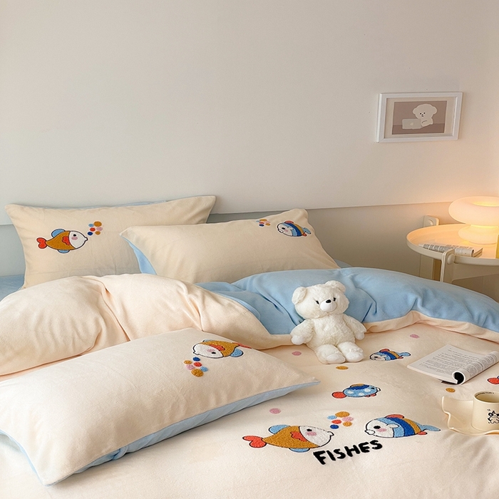 91家纺网 家纺一手货源 找家纺 （总）沐棉 2023新款高克重牛奶绒毛巾绣四件套