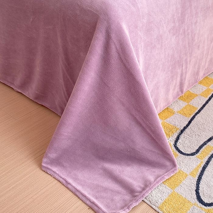 91家纺网 家纺一手货源 找家纺 凡客家居 2023新款毛巾绣牛奶绒四件套 初妍-紫