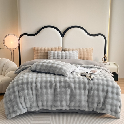 91家纺网 家纺一手货源 找家纺 （总）寐居家纺 2023新款高克重大泡泡兔毛绒四件套系列