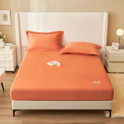 艾佳 2025新款高克重加厚保暖牛奶绒床笠 牛奶绒橘