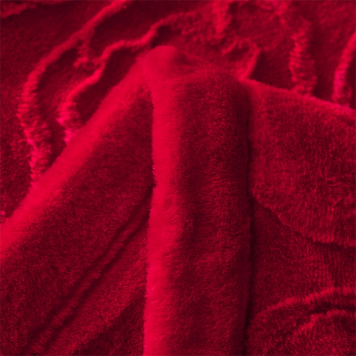 91家纺网 家纺一手货源 找家纺 凯轩毛毛毯毯子网销专供 23新款仿皮草提花毛毯毯子 恋爱红