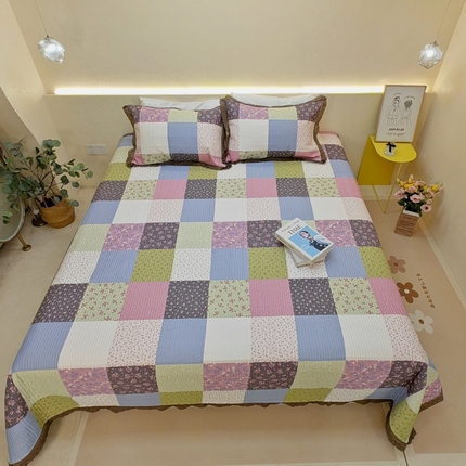 91家纺网 家纺一手货源 找家纺 （总）有货 2023秋冬新品韩式13372全棉棉花床盖三件套