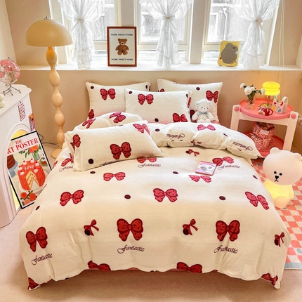 91家纺网 家纺一手货源 找家纺 （总）沐辰 2023新款牛奶绒印花四件套